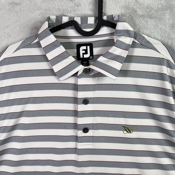 Footjoy Polo Striped Men's XL White/Grey Banyan Creek Golf Course FL Collared - Picture 2 of 13